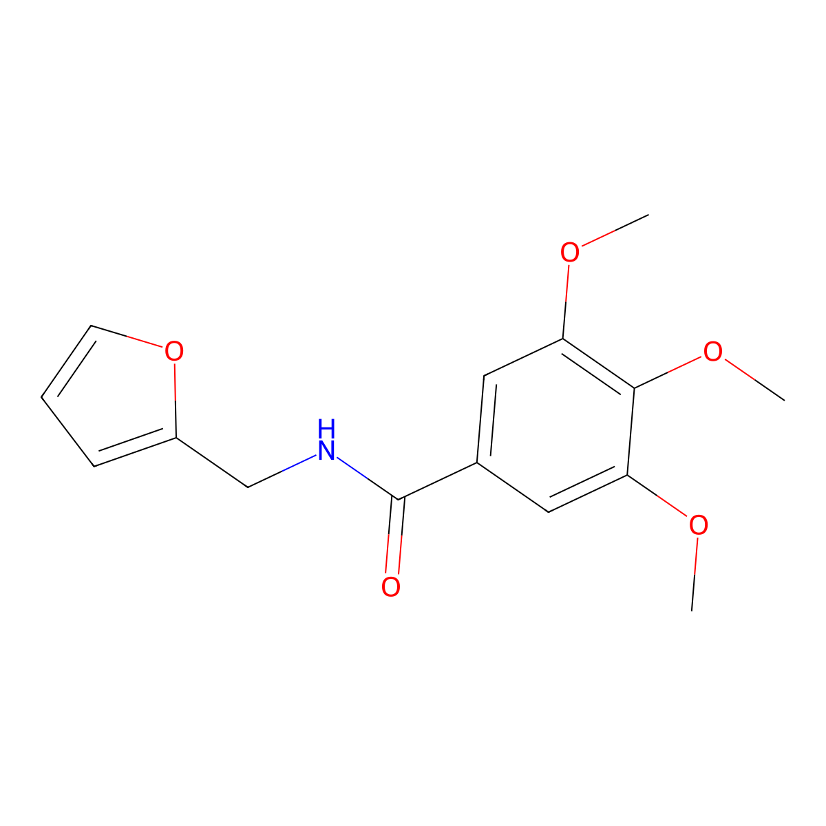 Benzamide, N-furfuryl-3,4,5-trimethoxy- molecular structure, CAS 60273-39-4