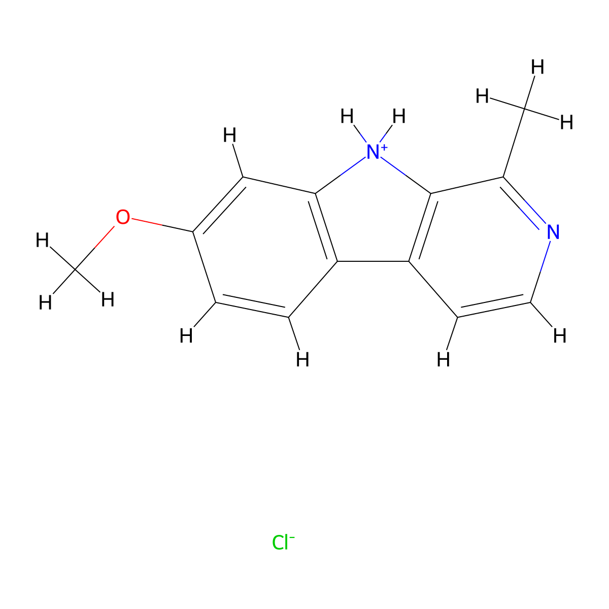 7-methoxy-1-methyl-9H-pyrido[3,4-b]indol-9-ium chloride molecular structure, CAS 6028-02-0