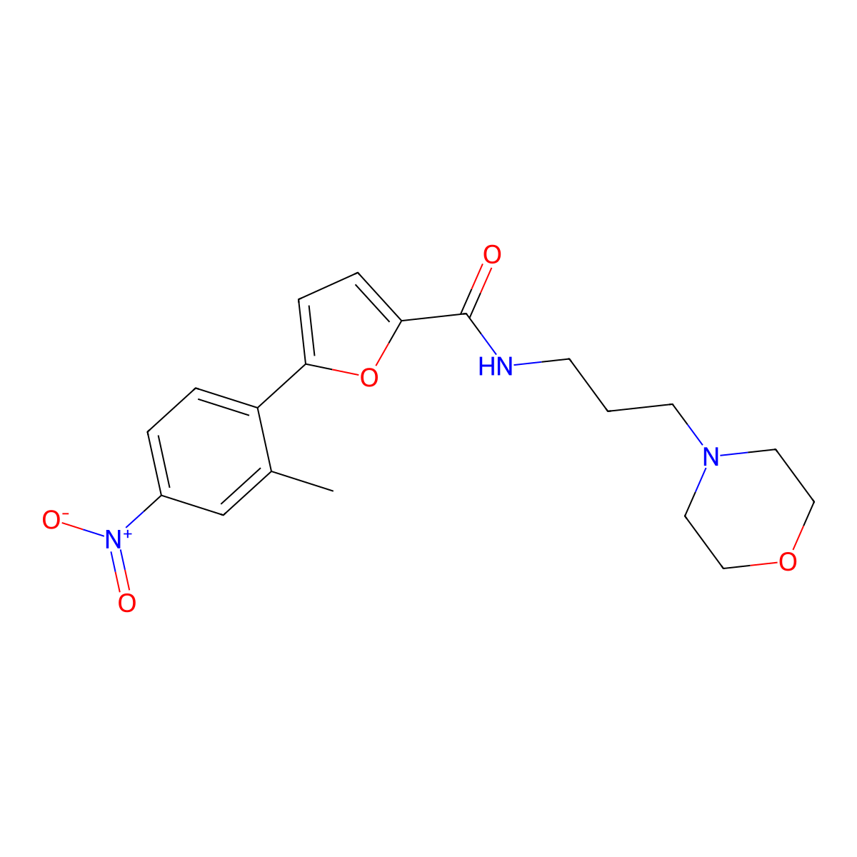 5-(2-methyl-4-nitrophenyl)-N-(3-morpholin-4-ylpropyl)furan-2-carboxamide molecular structure, CAS 6028-40-6