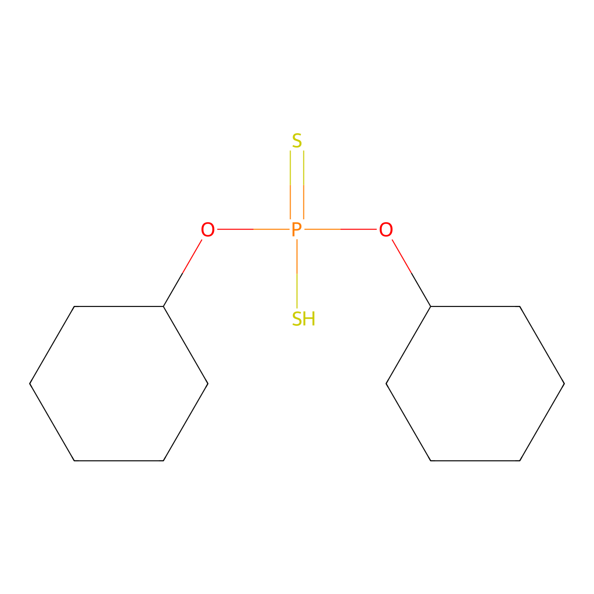 O,O-Dicyclohexyl hydrogen dithiophosphate molecular structure, CAS 6028-46-2