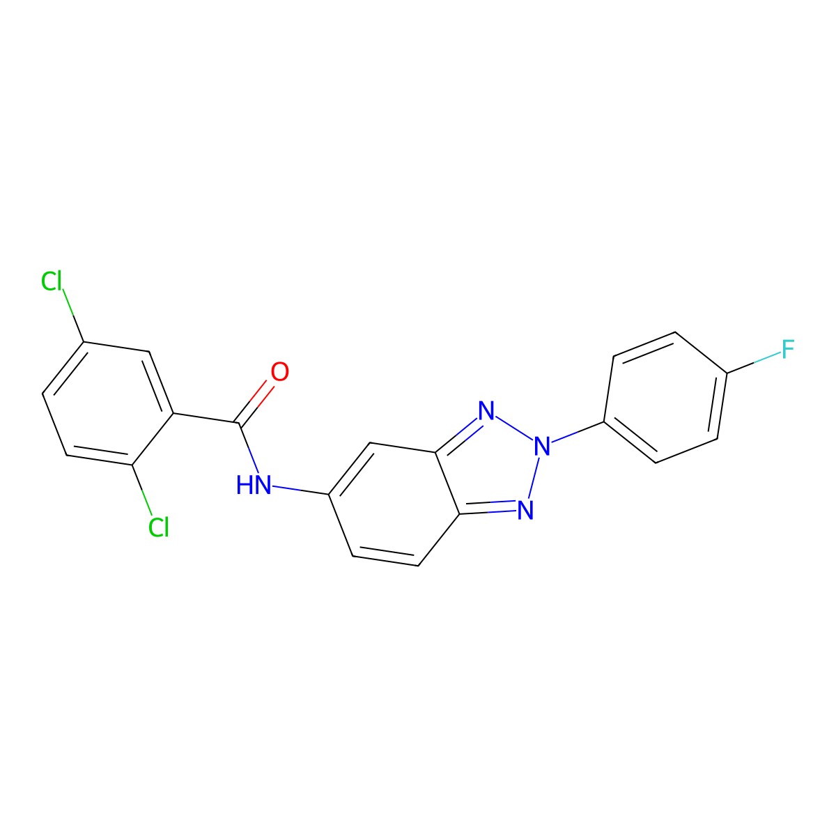 2,5-dichloro-N-[2-(4-fluorophenyl)benzotriazol-5-yl]benzamide molecular structure, CAS 6028-60-0
