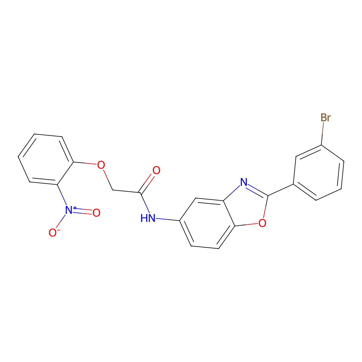 N-[2-(3-bromophenyl)-1,3-benzoxazol-5-yl]-2-(2-nitrophenoxy)acetamide molecular structure, CAS 6028-76-8