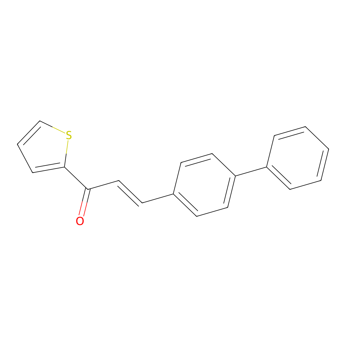 2-Propen-1-one, 3-[1,1'-biphenyl]-4-yl-1-(2-thienyl)- molecular structure, CAS 6028-95-1