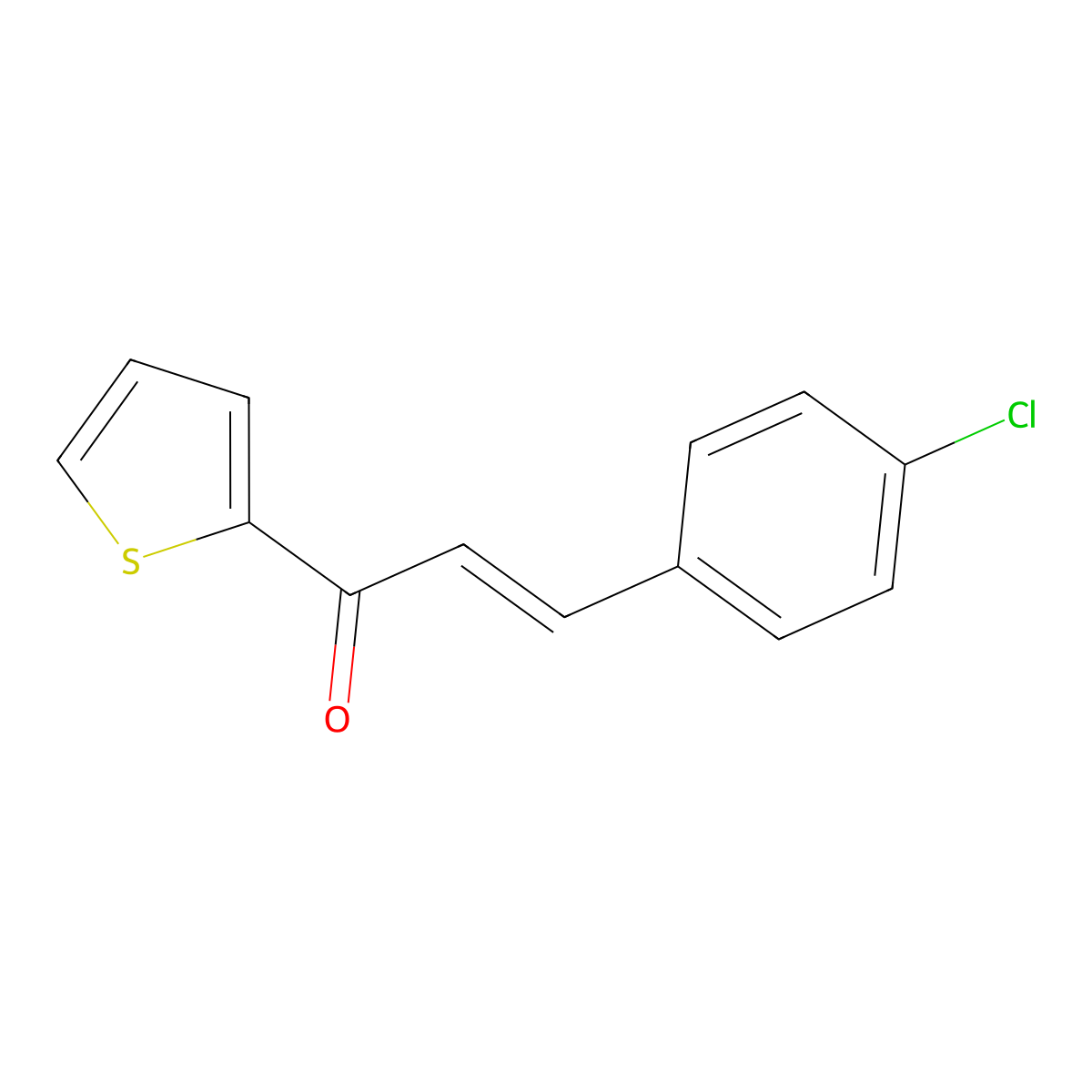 3-(4-Chlorophenyl)-1-(thiophen-2-yl)prop-2-en-1-one molecular structure, CAS 6028-96-2