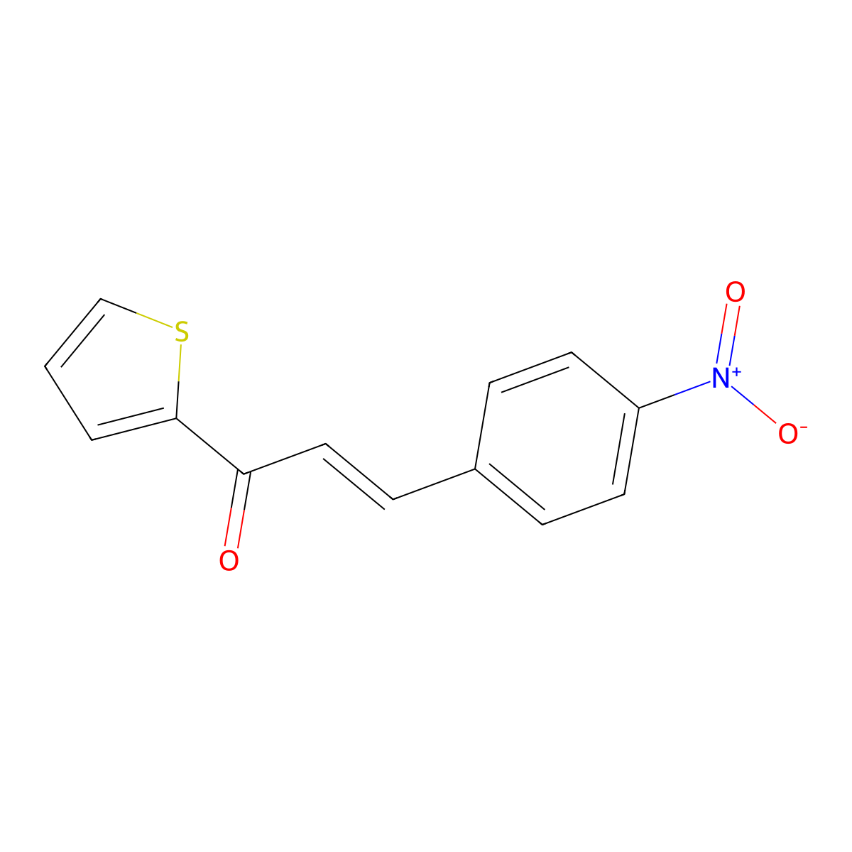3-(4-Nitrophenyl)-1-(thiophen-2-yl)prop-2-en-1-one molecular structure, CAS 6028-97-3
