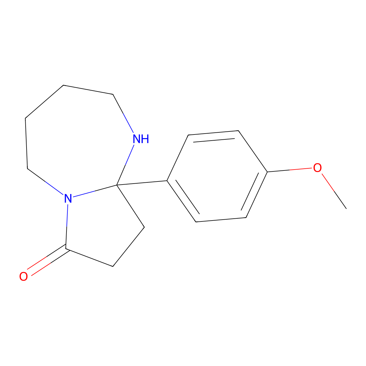 9a-(4-methoxyphenyl)-octahydro-1H-pyrrolo[1,2-a][1,3]diazepin-7-one molecular structure, CAS 6029-40-9