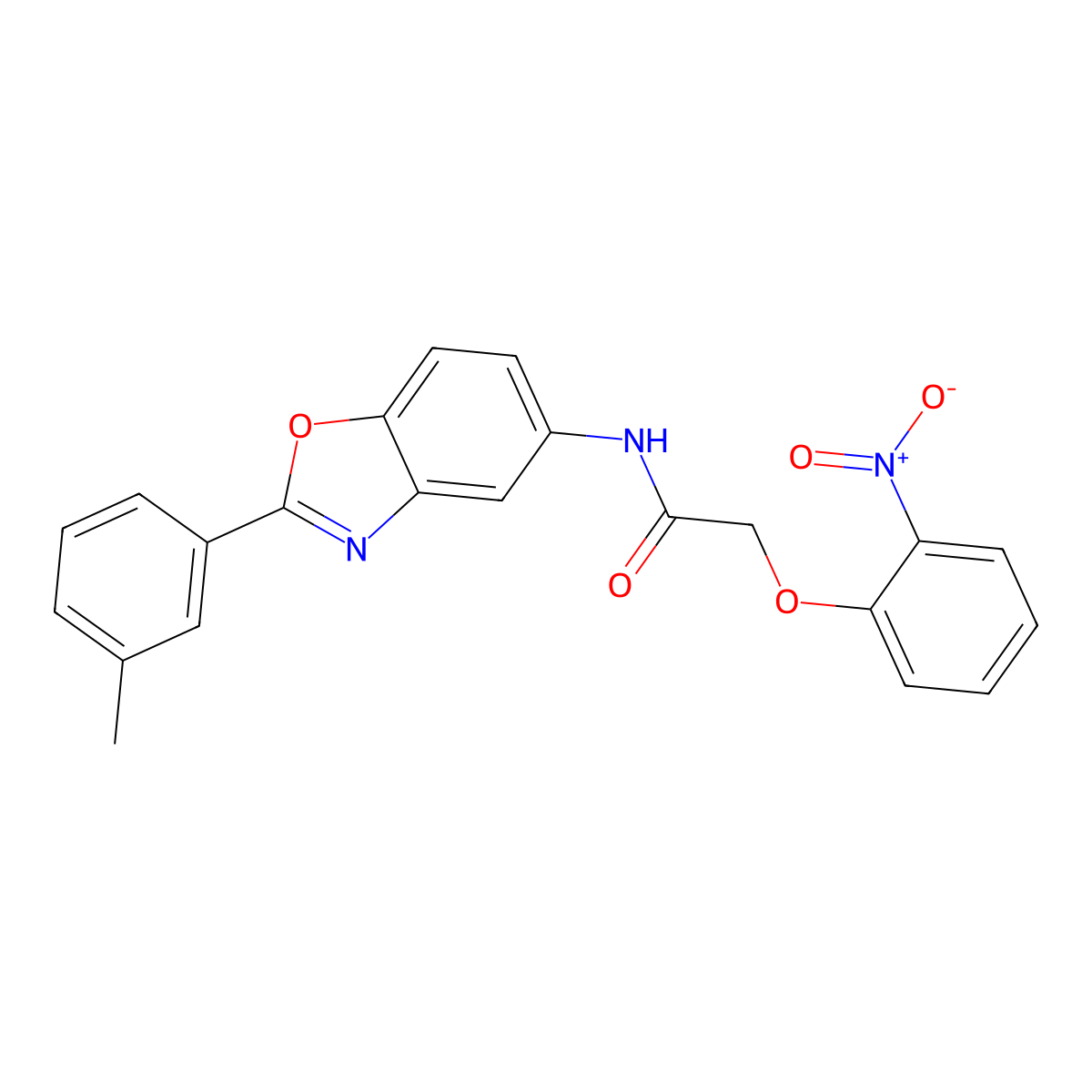 N-[2-(3-methylphenyl)-1,3-benzoxazol-5-yl]-2-(2-nitrophenoxy)acetamide molecular structure, CAS 6029-46-5