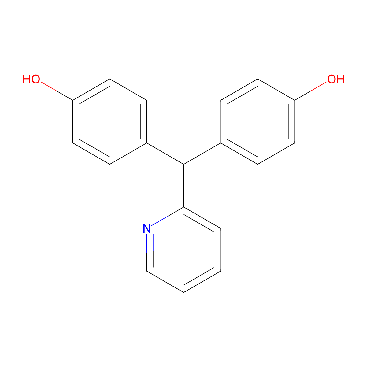 4,4'-Dihydroxydiphenyl(2-pyridyl)methane molecular structure, CAS 603-41-8