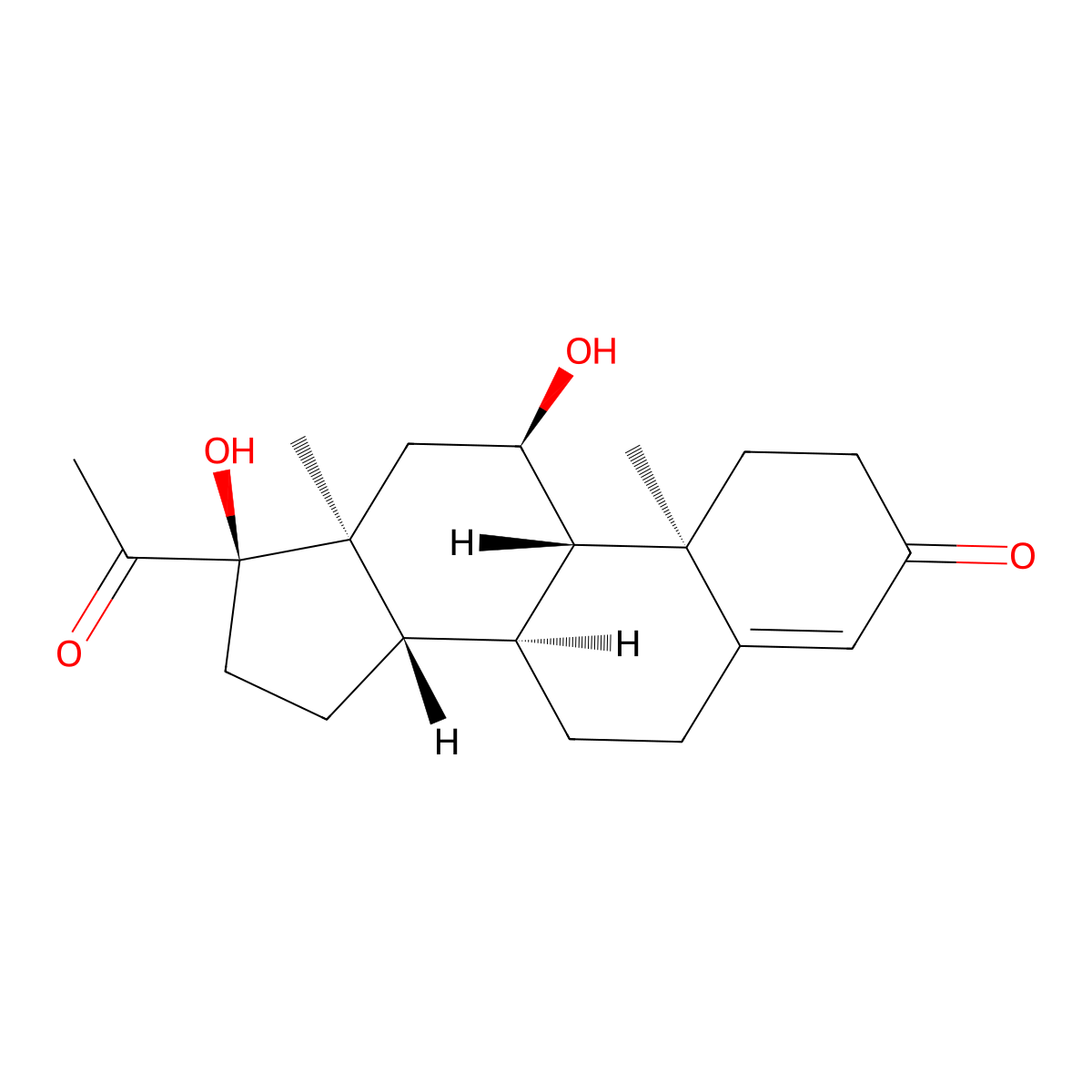 (8S,9S,10R,11R,13S,14S,17R)-17-acetyl-11,17-dihydroxy-10,13-dimethyl-2,6,7,8,9,11,12,14,15,16-decahydro-1H-cyclopenta[a]phenanthren-3-one molecular structure, CAS 603-98-5