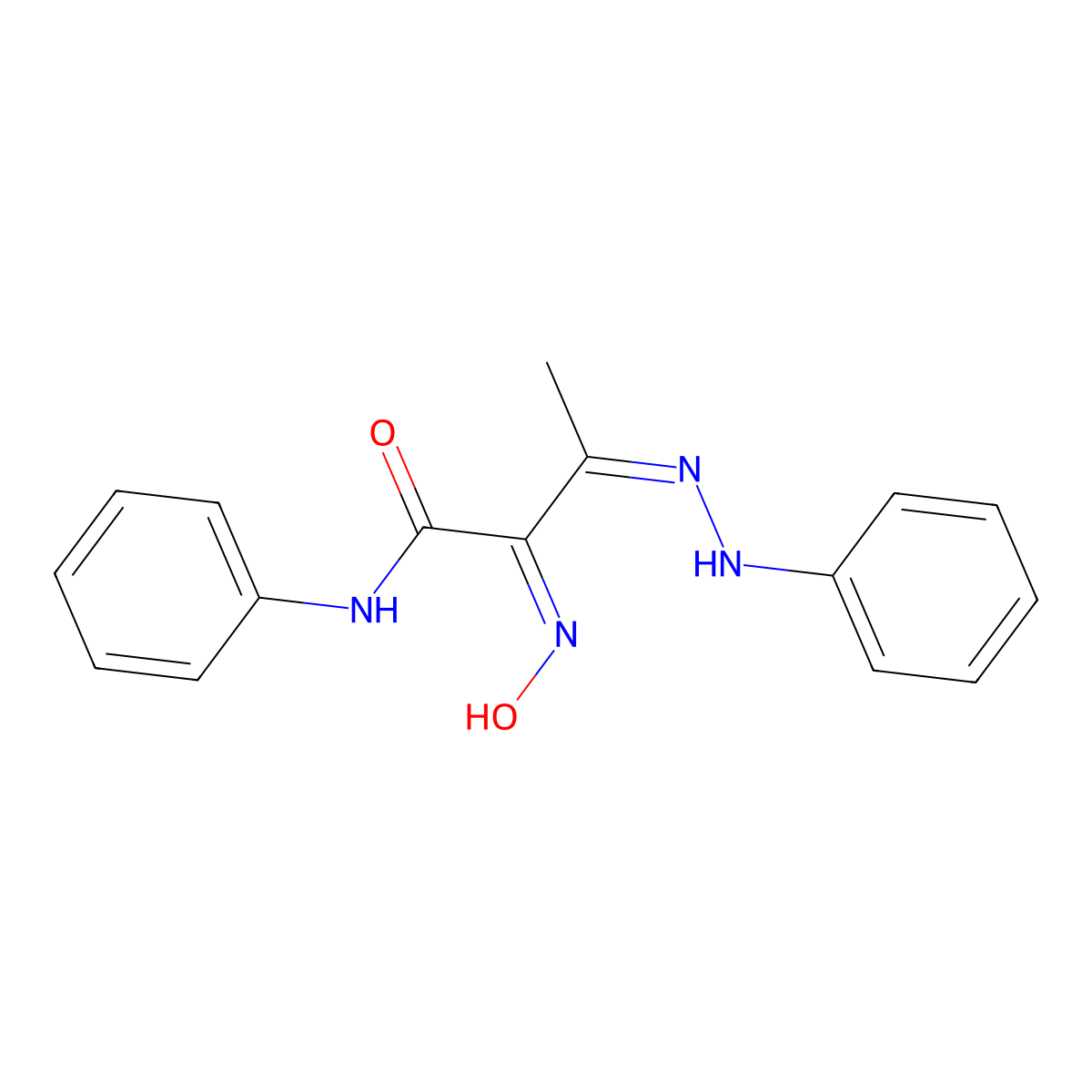 Butanamide, 2-(hydroxyimino)-N-phenyl-3-(2-phenylhydrazinylidene)- molecular structure, CAS 6030-06-4
