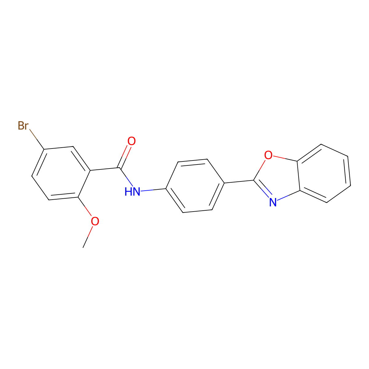 N-[4-(1,3-benzoxazol-2-yl)phenyl]-5-bromo-2-methoxybenzamide molecular structure, CAS 6030-72-4