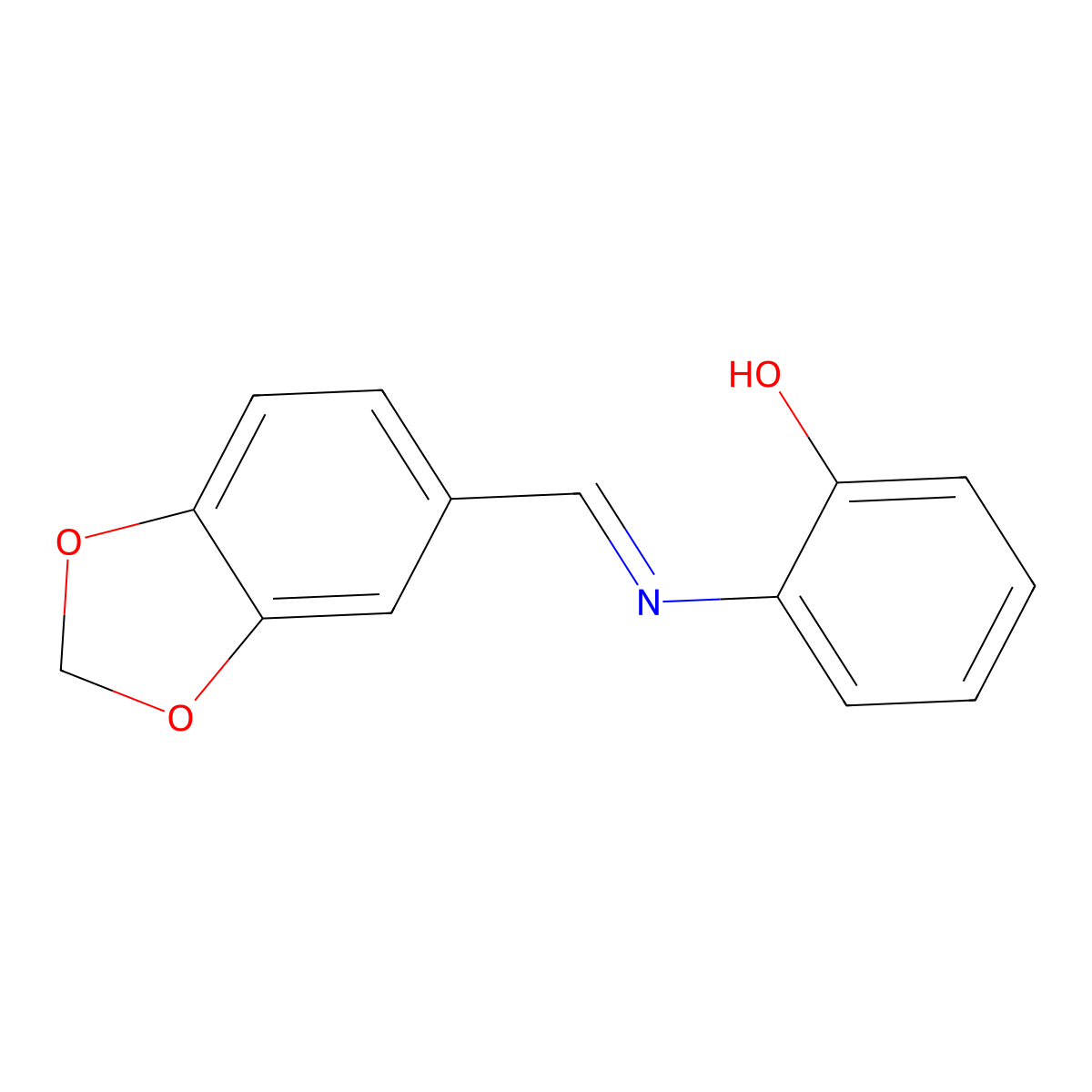 2-{(E)-[(2H-1,3-Benzodioxol-5-yl)methylidene]amino}phenol molecular structure, CAS 60301-57-7