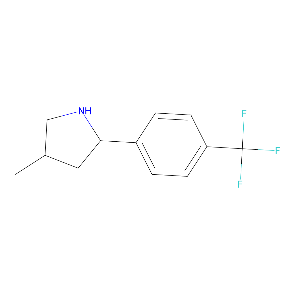 4-Methyl-2-[4-(trifluoromethyl)phenyl]pyrrolidine molecular structure, CAS 603068-26-4
