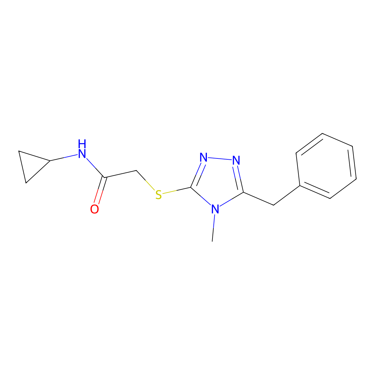 2-[(5-benzyl-4-methyl-1,2,4-triazol-3-yl)sulfanyl]-N-cyclopropylacetamide molecular structure, CAS 603070-32-2