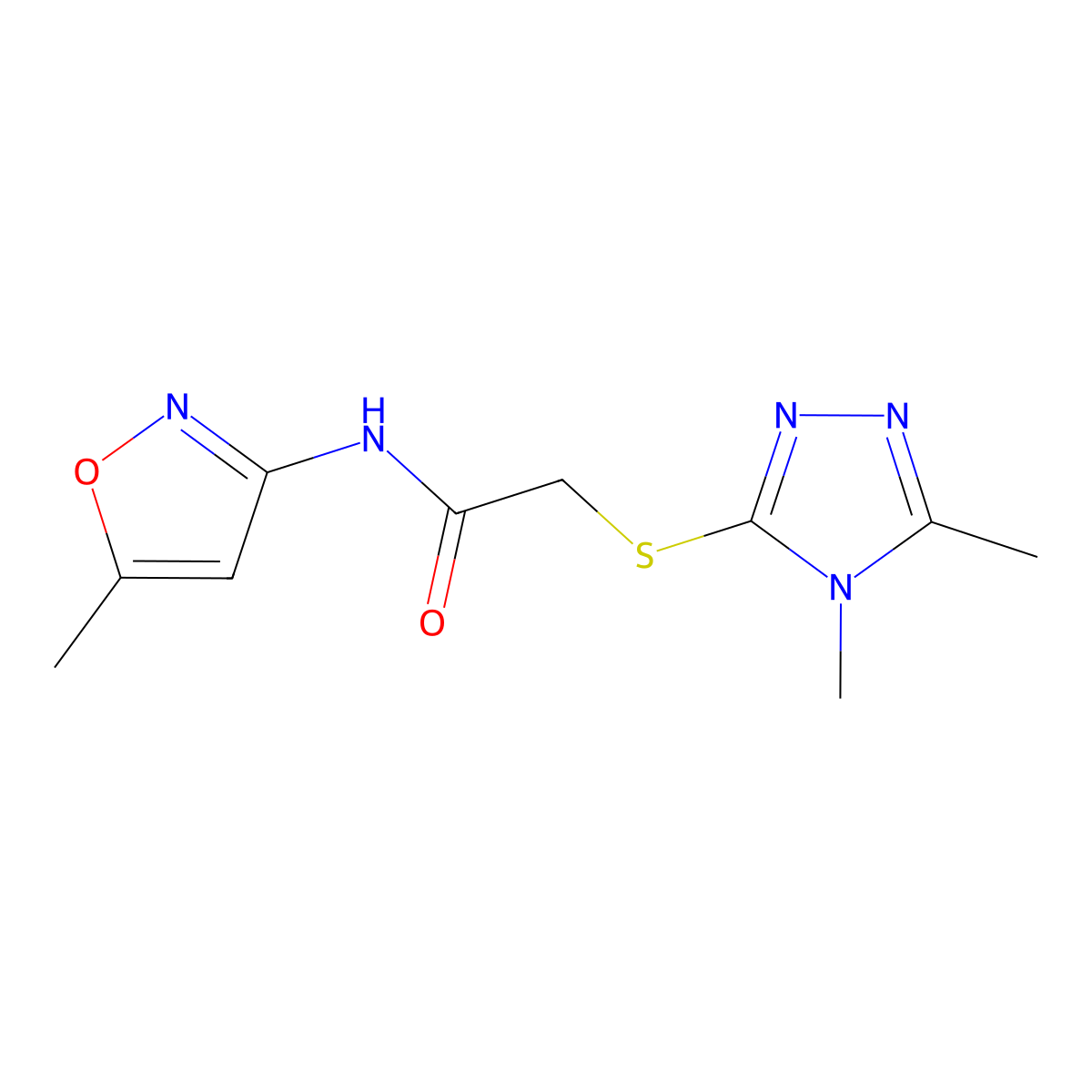 2-[(4,5-dimethyl-4H-1,2,4-triazol-3-yl)sulfanyl]-N-(5-methyl-1,2-oxazol-3-yl)acetamide molecular structure, CAS 603070-93-5
