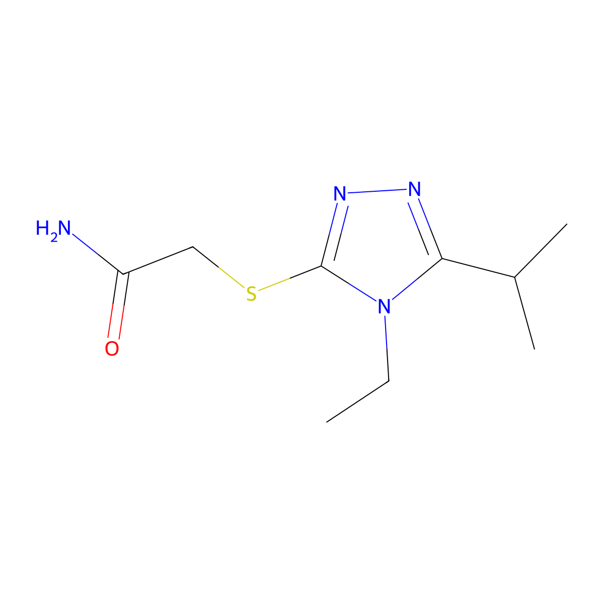 2-[(4-Ethyl-5-propan-2-yl-1,2,4-triazol-3-yl)sulfanyl]acetamide molecular structure, CAS 603072-17-9