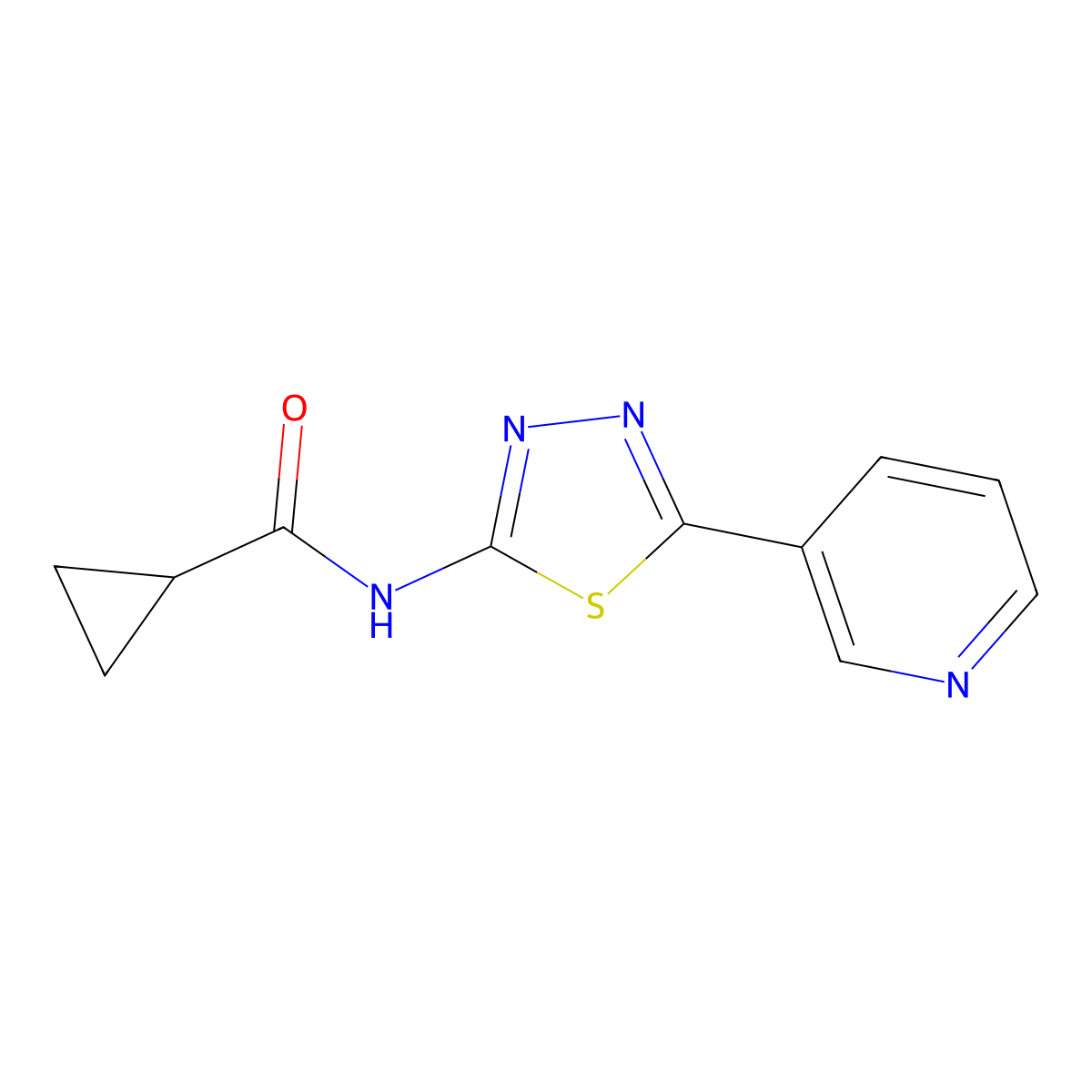 N-(5-(Pyridin-3-yl)-1,3,4-thiadiazol-2-yl)cyclopropanecarboxamide molecular structure, CAS 603073-23-0