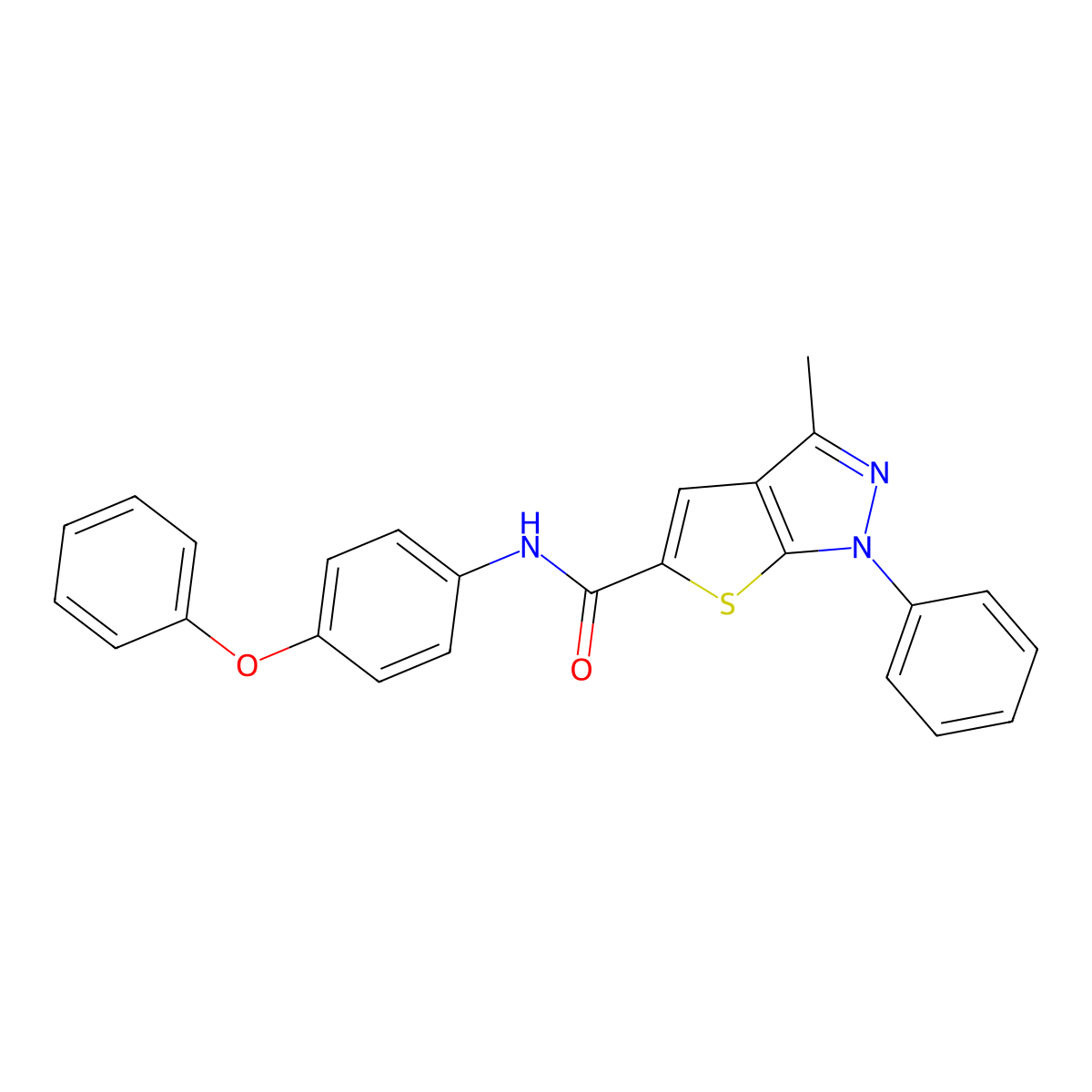 (3-methyl-1-phenylthiopheno[4,5-d]pyrazol-5-yl)-N-(4-phenoxyphenyl)carboxamide molecular structure, CAS 603078-03-1