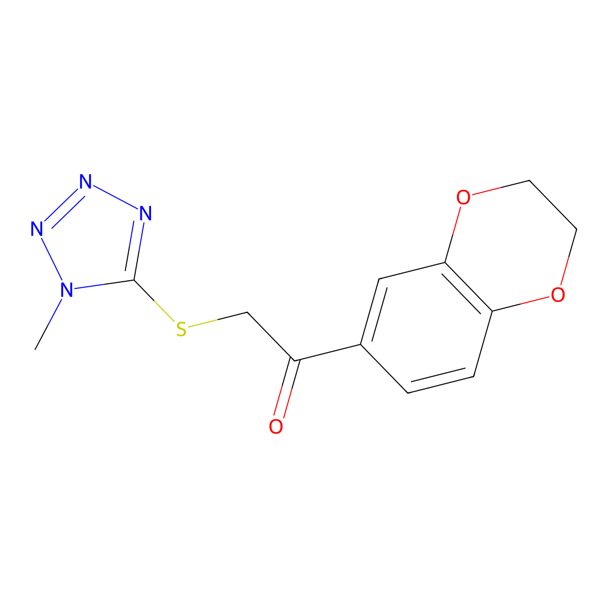 1-(2,3-Dihydro-1,4-benzodioxin-6-yl)-2-(1-methyltetrazol-5-yl)sulfanylethanone molecular structure, CAS 603078-42-8