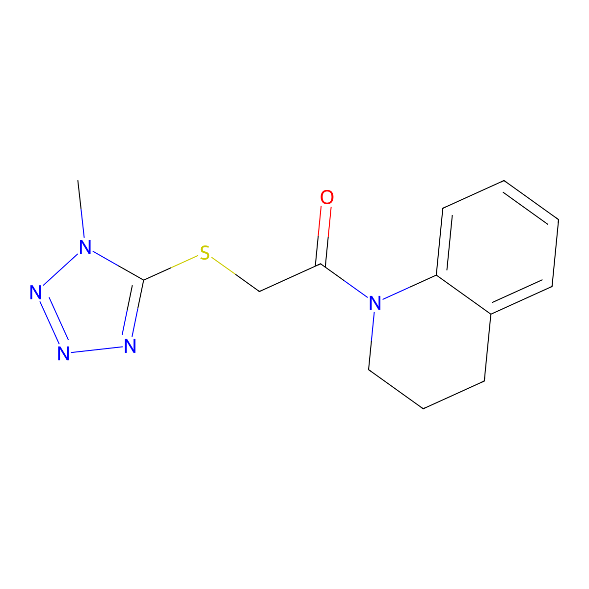1-(3,4-dihydro-2H-quinolin-1-yl)-2-(1-methyltetrazol-5-yl)sulfanylethanone molecular structure, CAS 603078-52-0