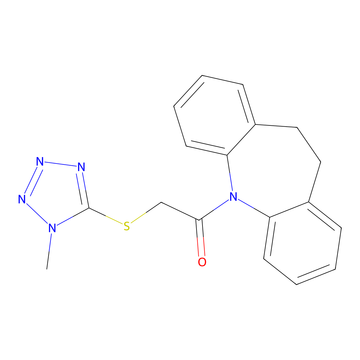 1-(5,6-Dihydrobenzo[b][1]benzazepin-11-yl)-2-(1-methyltetrazol-5-yl)sulfanylethanone molecular structure, CAS 603078-71-3