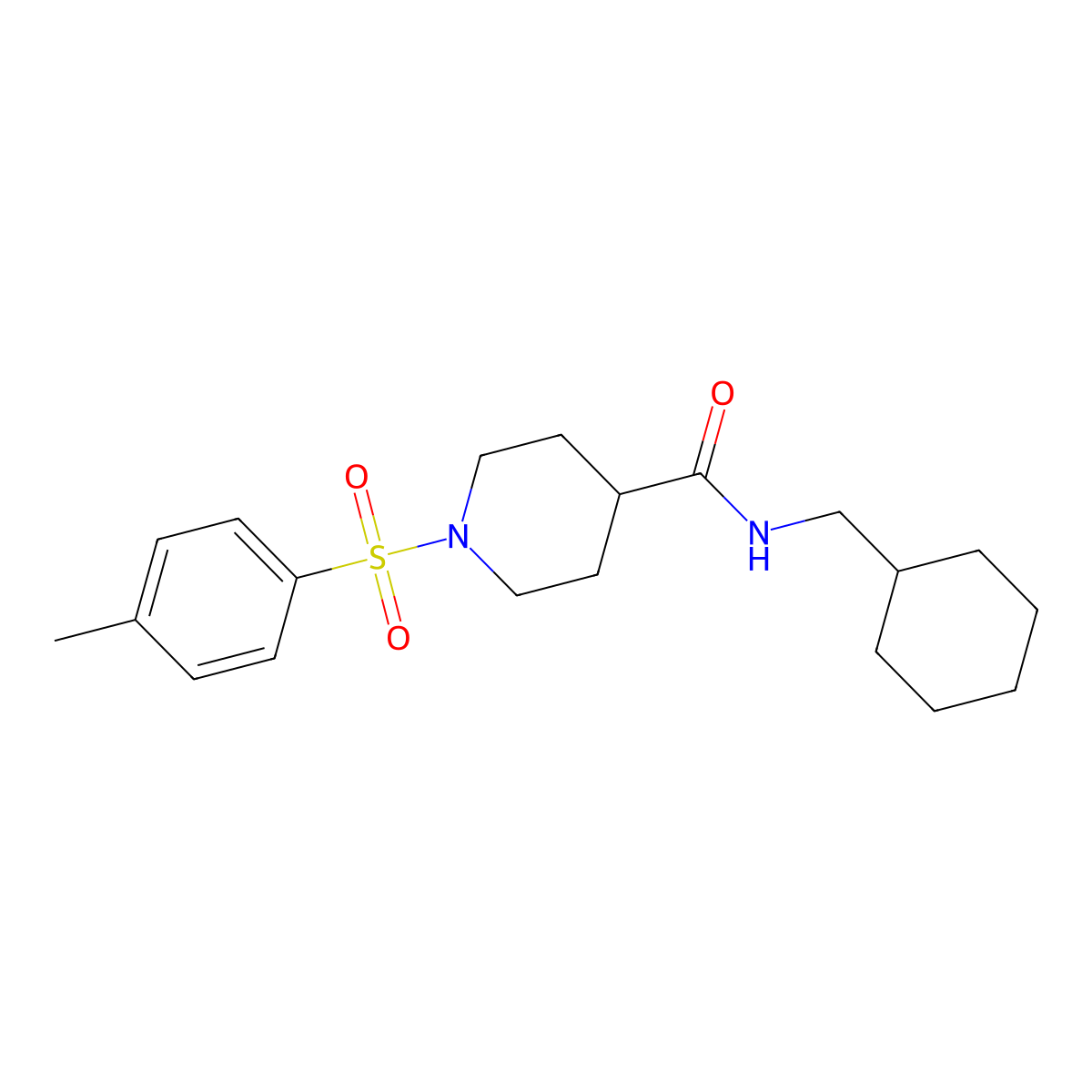 N-(cyclohexylmethyl)-1-(4-methylphenyl)sulfonylpiperidine-4-carboxamide molecular structure, CAS 603079-83-0