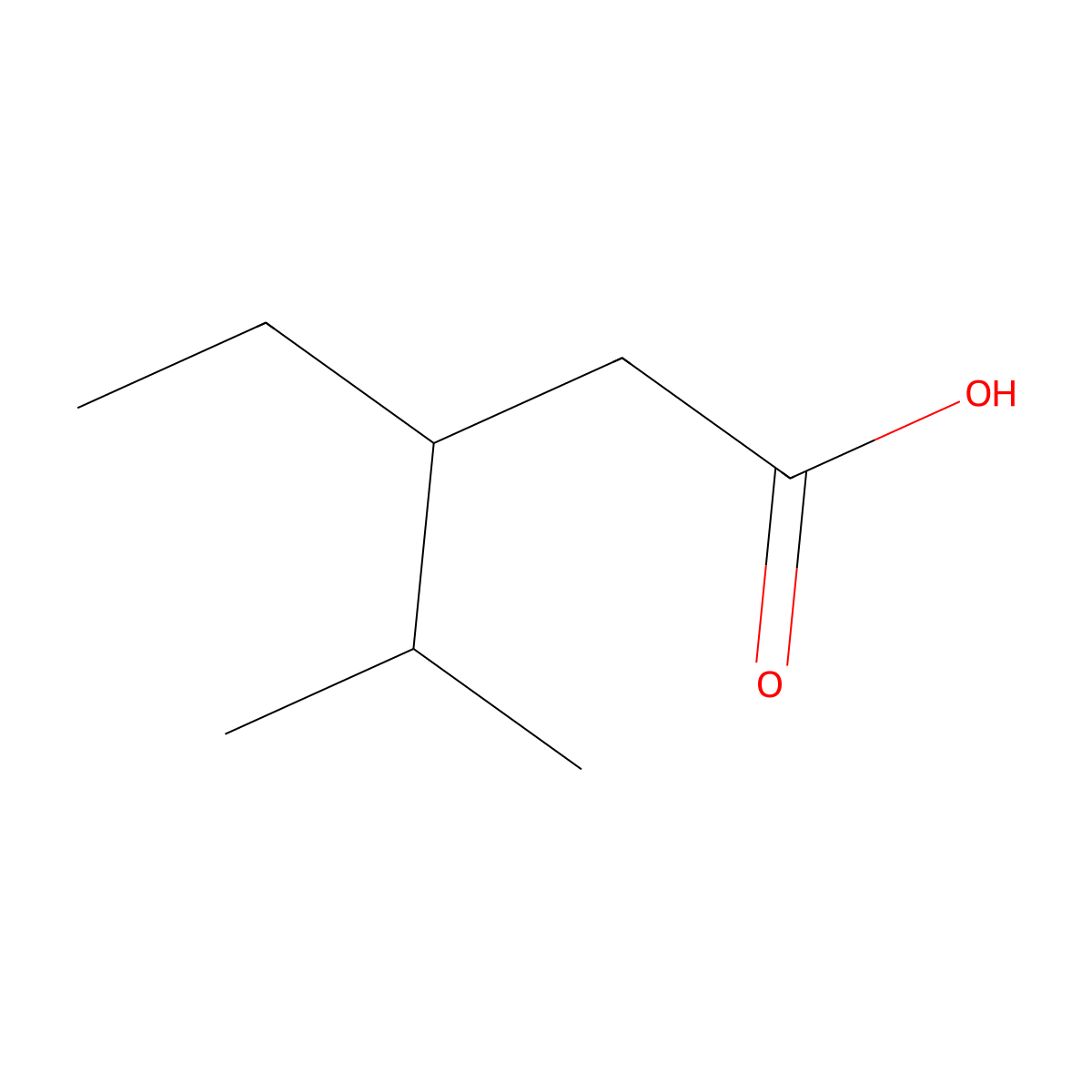 3-Ethyl-4-methylpentanoic acid molecular structure, CAS 60308-89-6