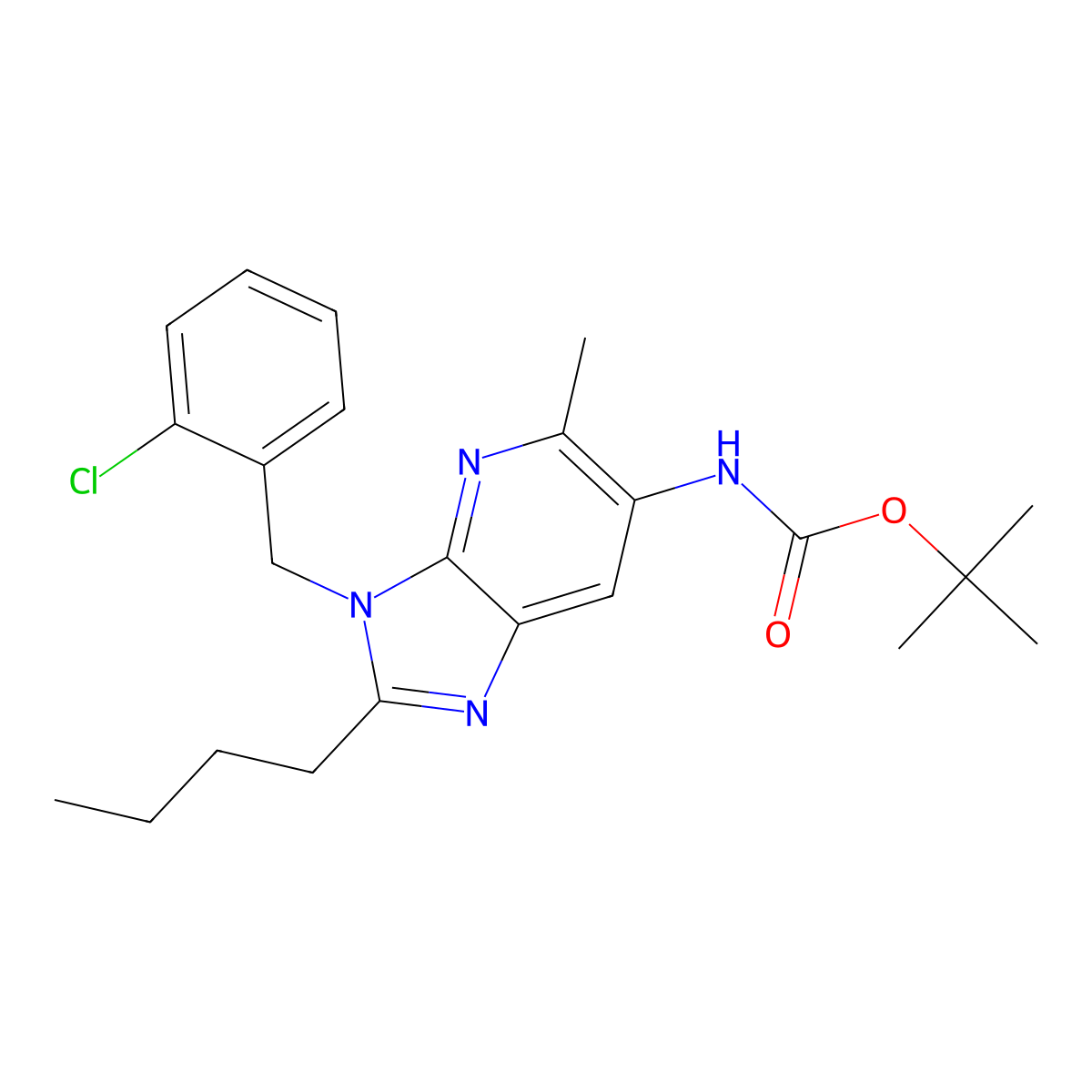tert-butyl N-[2-butyl-3-[(2-chlorophenyl)methyl]-5-methylimidazo[4,5-b]pyridin-6-yl]carbamate molecular structure, CAS 603081-13-6