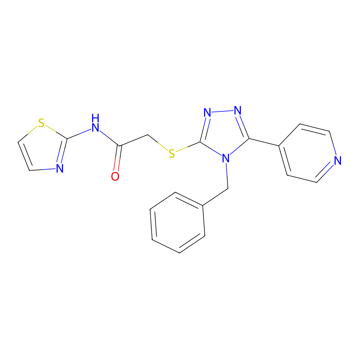 2-[(4-benzyl-5-pyridin-4-yl-1,2,4-triazol-3-yl)sulfanyl]-N-(1,3-thiazol-2-yl)acetamide molecular structure, CAS 603099-90-7