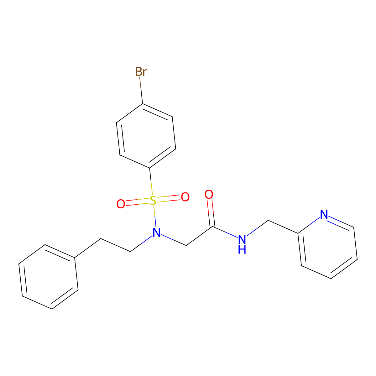N~2~-(4-Bromobenzene-1-sulfonyl)-N~2~-(2-phenylethyl)-N-[(pyridin-2-yl)methyl]glycinamide molecular structure, CAS 6031-83-0