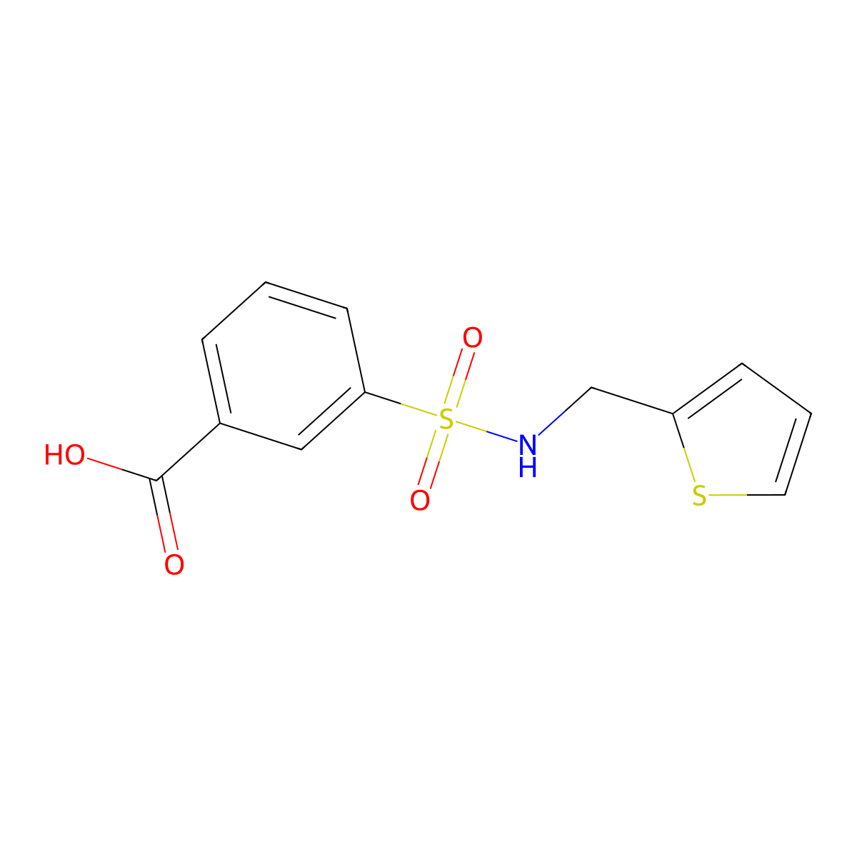 3-[(Thiophen-2-ylmethyl)sulfamoyl]benzoic acid molecular structure, CAS 603118-17-8