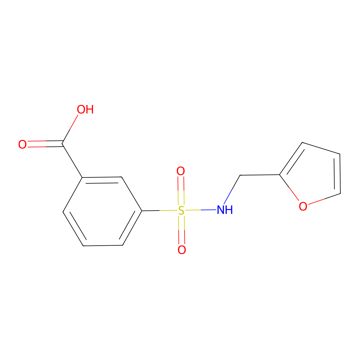 3-(((Furan-2-yl)methyl)sulfamoyl)benzoic acid molecular structure, CAS 603118-18-9