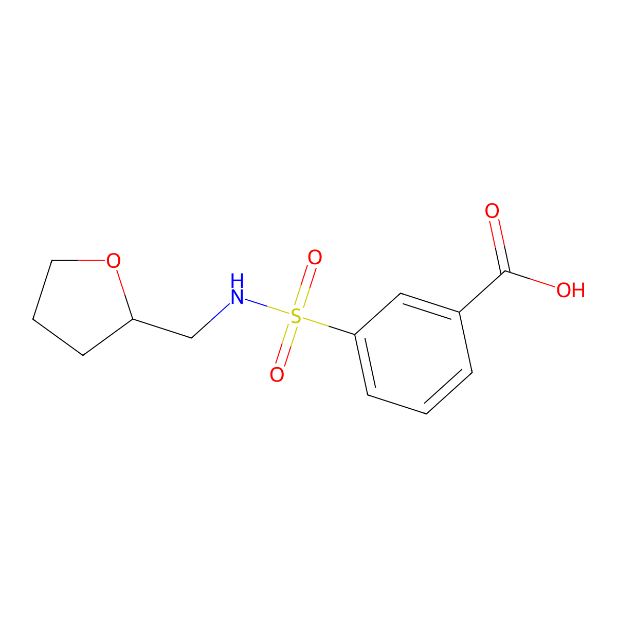 3-{[(Oxolan-2-yl)methyl]sulfamoyl}benzoic acid molecular structure, CAS 603118-19-0