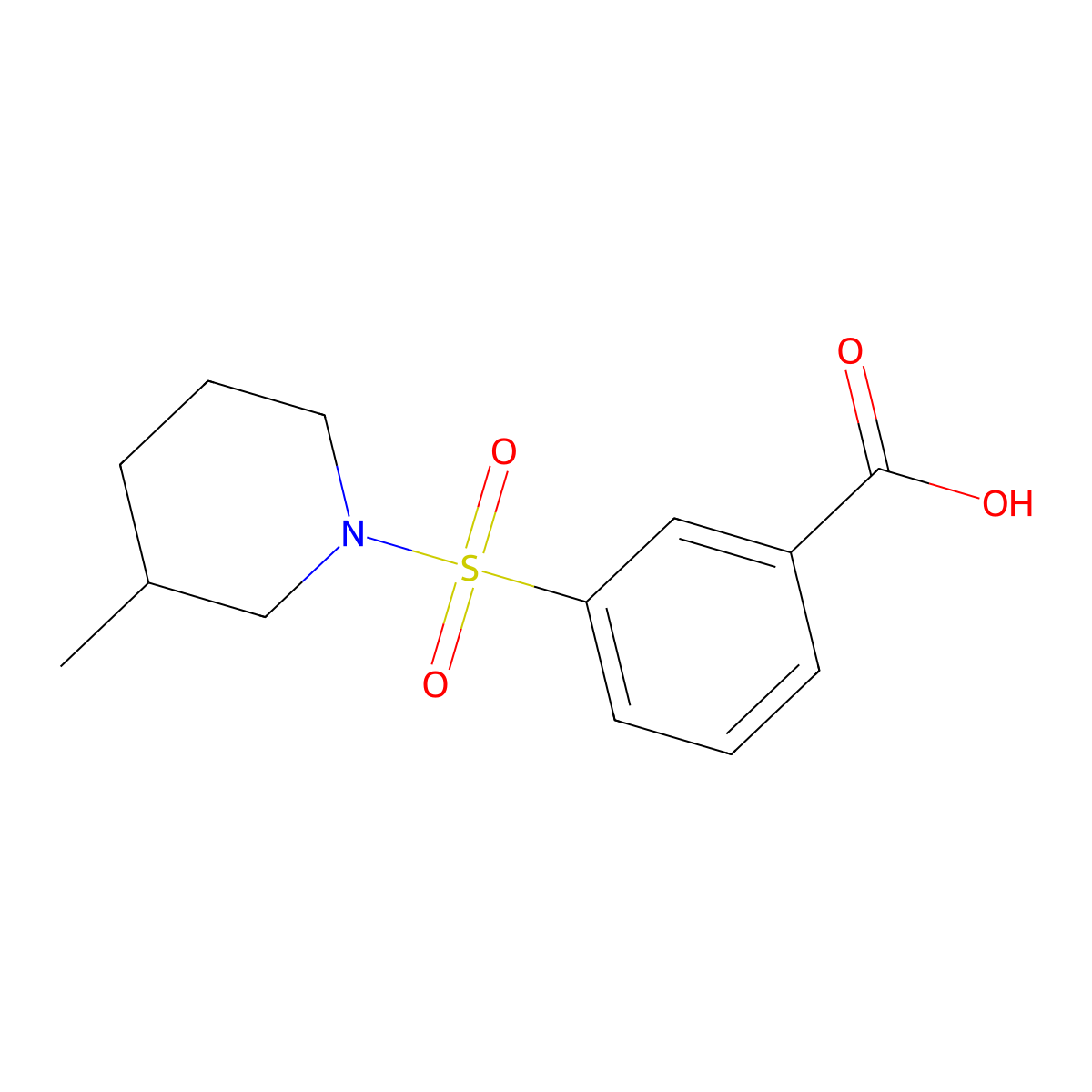 3-[(3-Methylpiperidin-1-yl)sulfonyl]benzoic acid molecular structure, CAS 603118-20-3