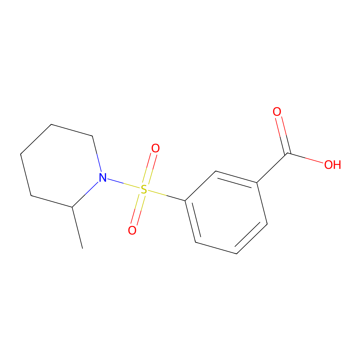3-[(2-Methylpiperidin-1-yl)sulfonyl]benzoic acid molecular structure, CAS 603118-21-4
