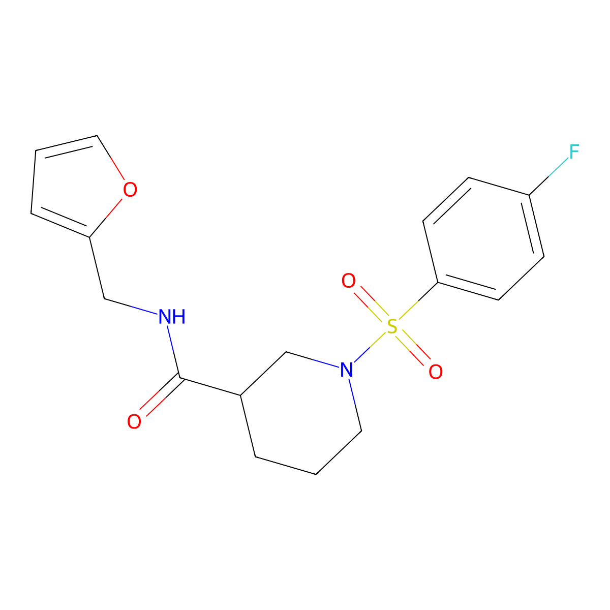 1-(4-fluorobenzenesulfonyl)-N-(furan-2-ylmethyl)piperidine-3-carboxamide molecular structure, CAS 603120-38-3