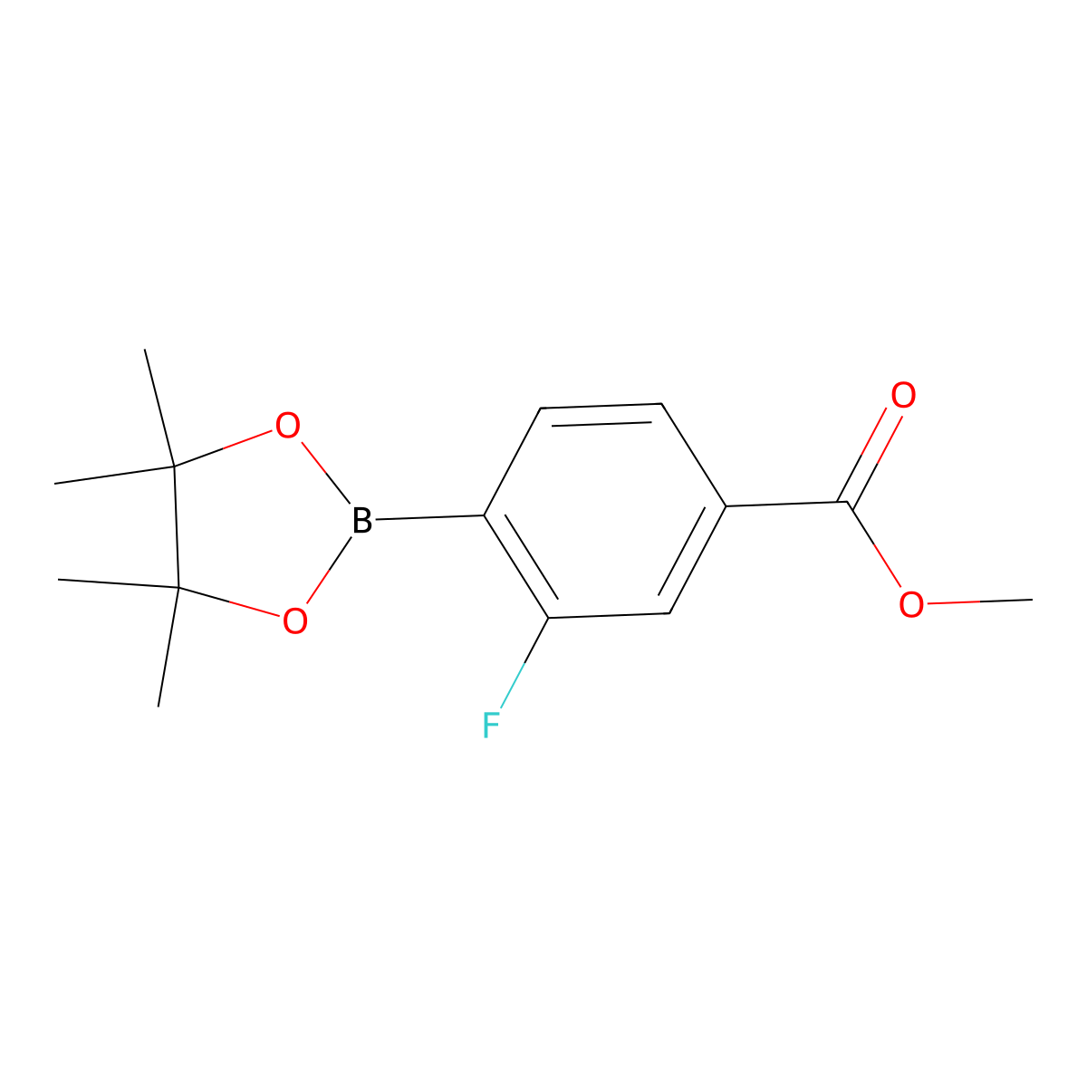 Methyl 3-fluoro-4-(4,4,5,5-tetramethyl-1,3,2-dioxaborolan-2-yl)benzoate molecular structure, CAS 603122-79-8