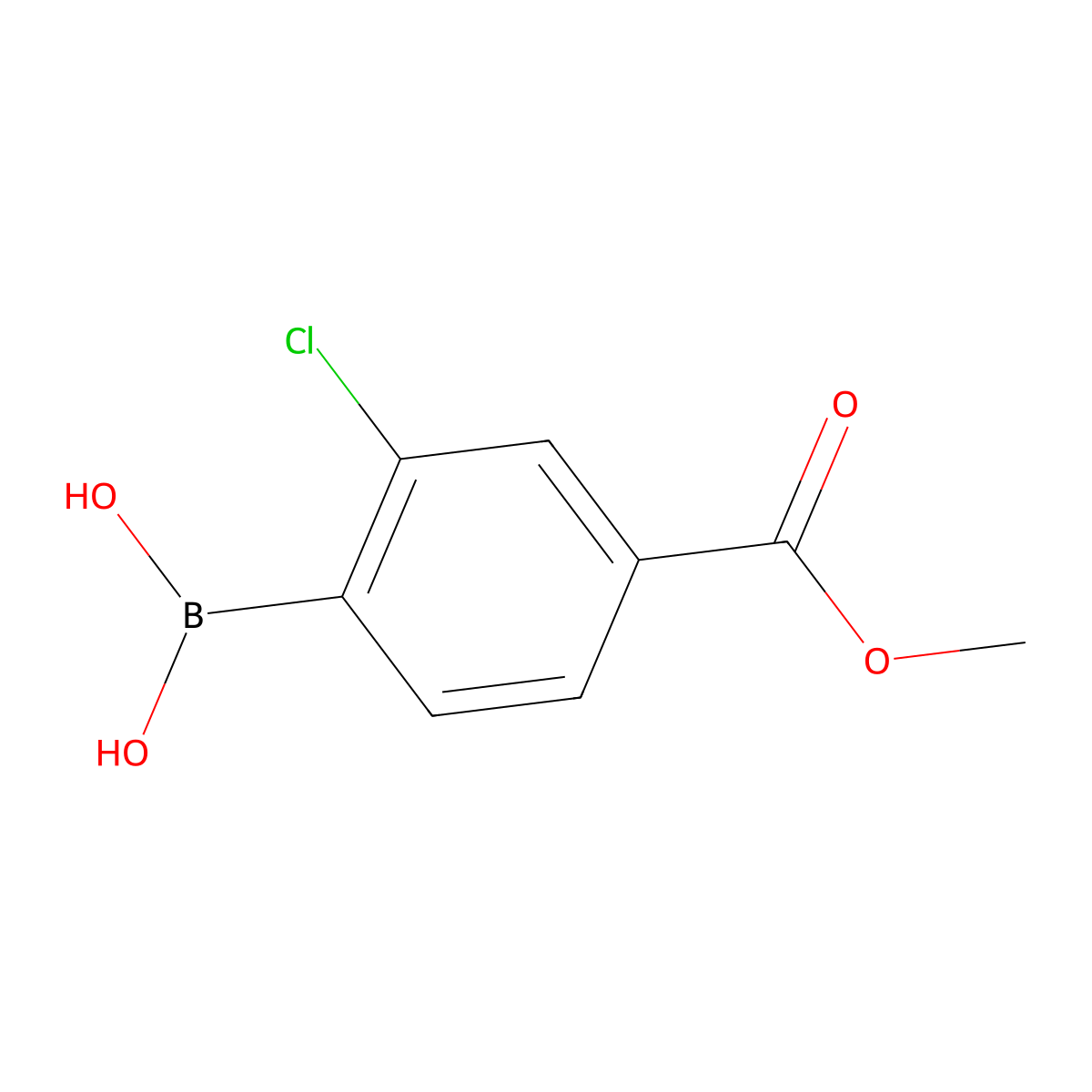 2-Chloro-4-(methoxycarbonyl)benzeneboronic acid molecular structure, CAS 603122-80-1