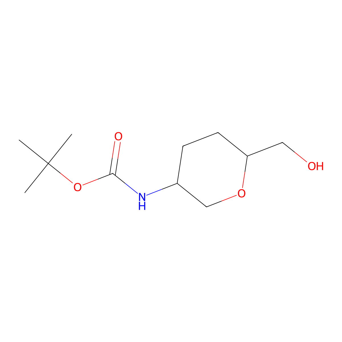Tert-butyl N-[(3R,6S)-6-(hydroxymethyl)oxan-3-yl]carbamate molecular structure, CAS 603130-12-7
