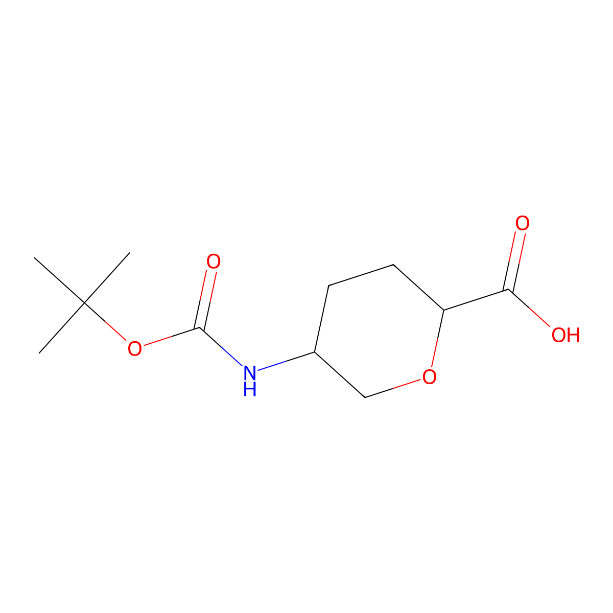 (2S,5S)-5-{[(tert-butoxy)carbonyl]amino}oxane-2-carboxylic acid molecular structure, CAS 603130-25-2
