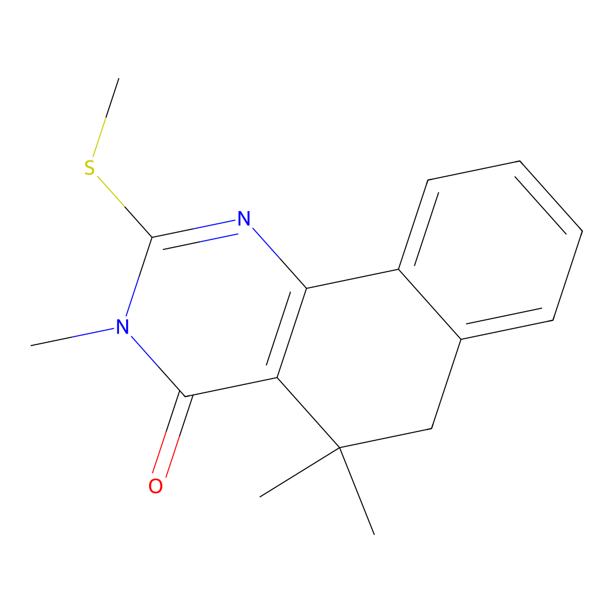 3,5,5-trimethyl-2-methylsulfanyl-6H-benzo[h]quinazolin-4-one molecular structure, CAS 6032-69-5