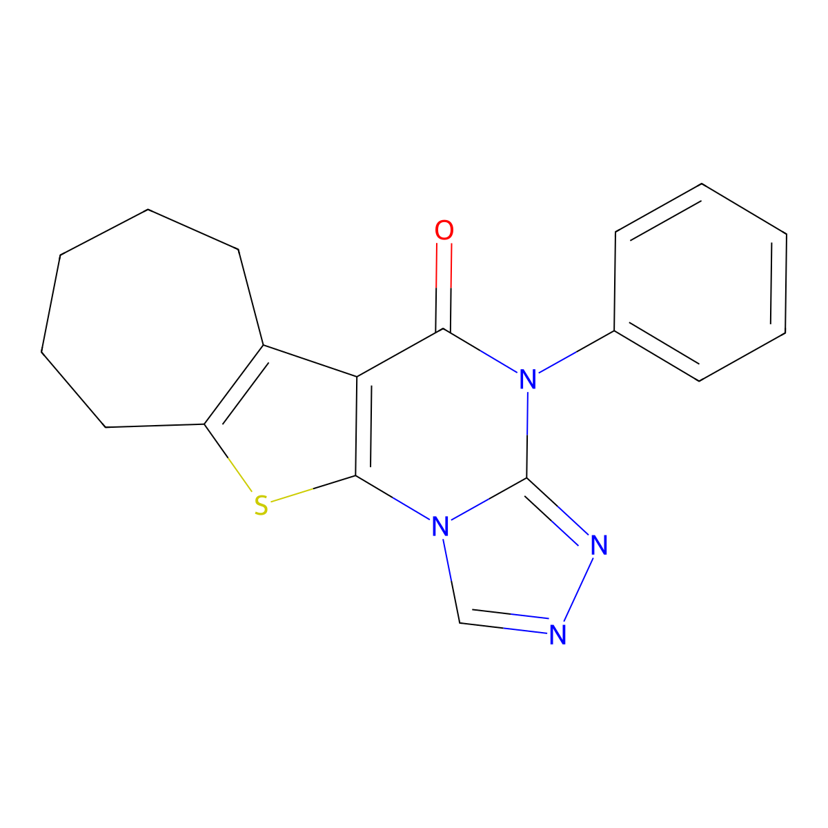 4-phenyl-7,8,9,10-tetrahydro-6H-cyclohepta[4,5]thieno[3,2-e][1,2,4]triazolo[4,3-a]pyrimidin-5(4H)-one molecular structure, CAS 6032-72-0
