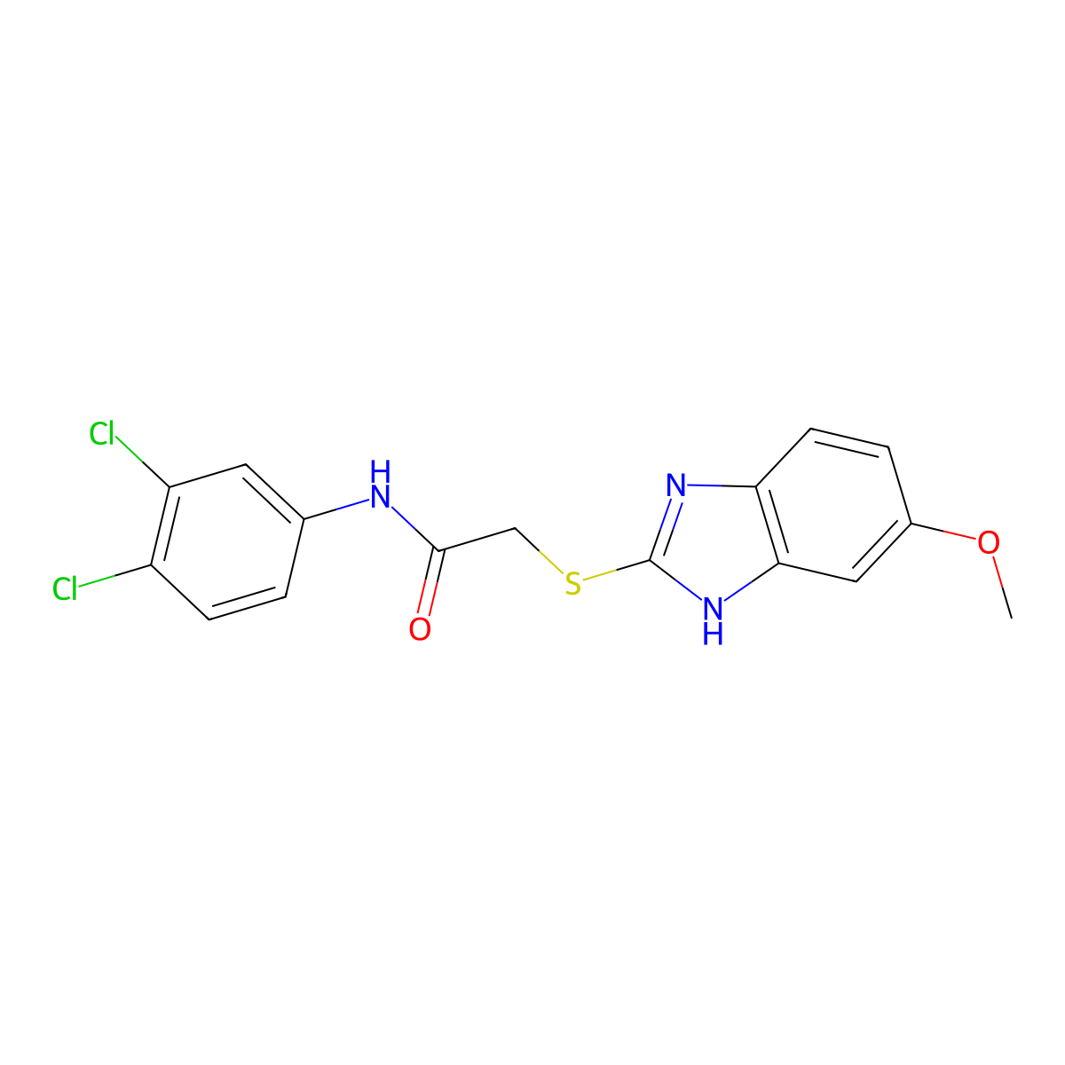 N-(3,4-dichlorophenyl)-2-[(6-methoxy-1H-benzimidazol-2-yl)sulfanyl]acetamide molecular structure, CAS 6033-27-8