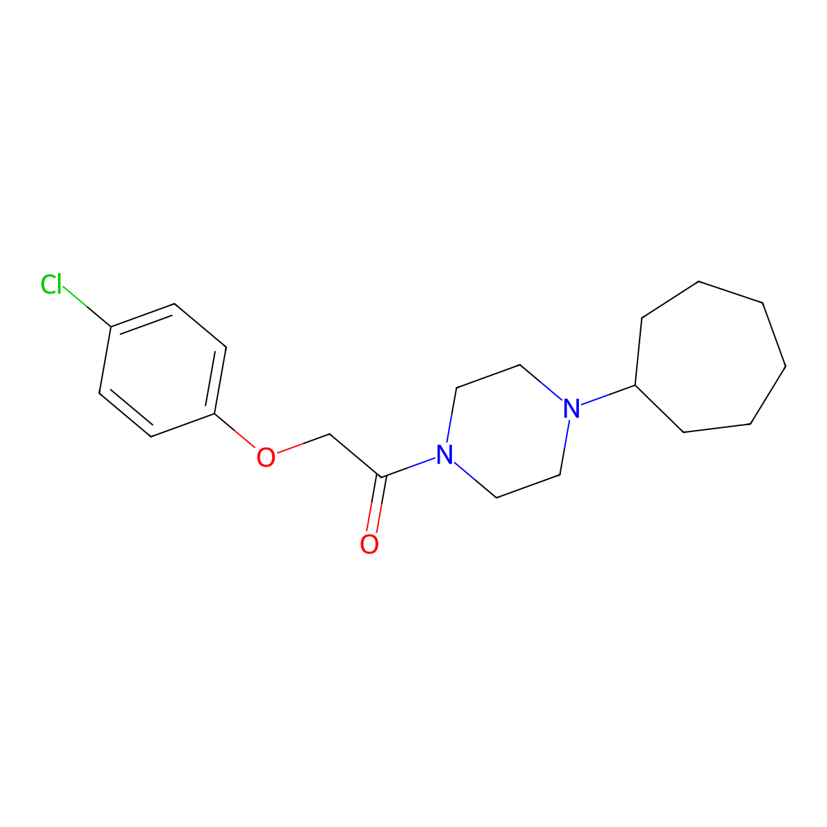 2-(4-Chlorophenoxy)-1-(4-cycloheptylpiperazin-1-yl)ethanone molecular structure, CAS 6033-28-9