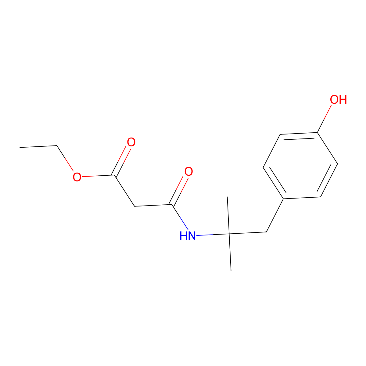 Ethyl 3-{[1-(4-hydroxyphenyl)-2-methylpropan-2-yl]amino}-3-oxopropanoate molecular structure, CAS 6033-30-3