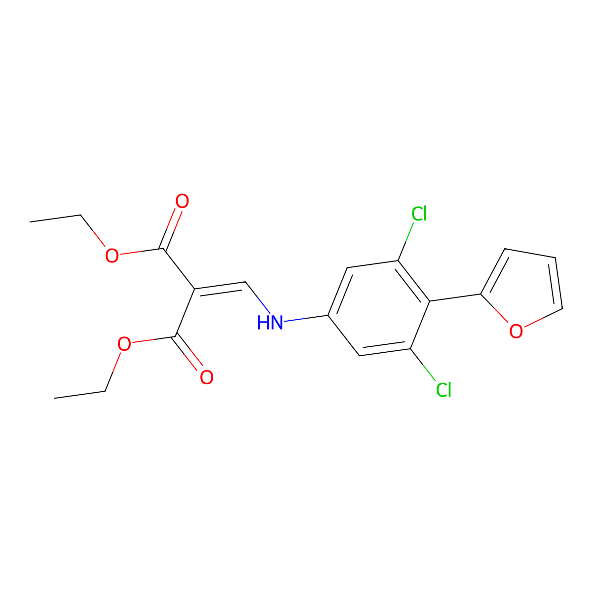 Diethyl {[3,5-dichloro-4-(furan-2-yl)anilino]methylidene}propanedioate molecular structure, CAS 6033-52-9