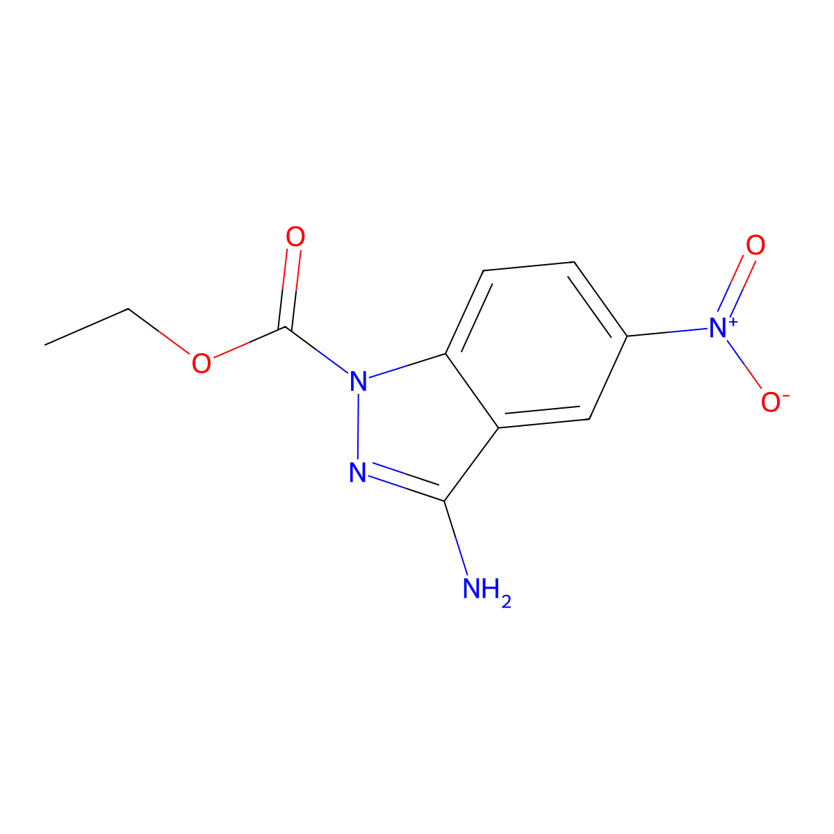 Ethyl 3-amino-5-nitro-1H-indazole-1-carboxylate molecular structure, CAS 60330-17-8