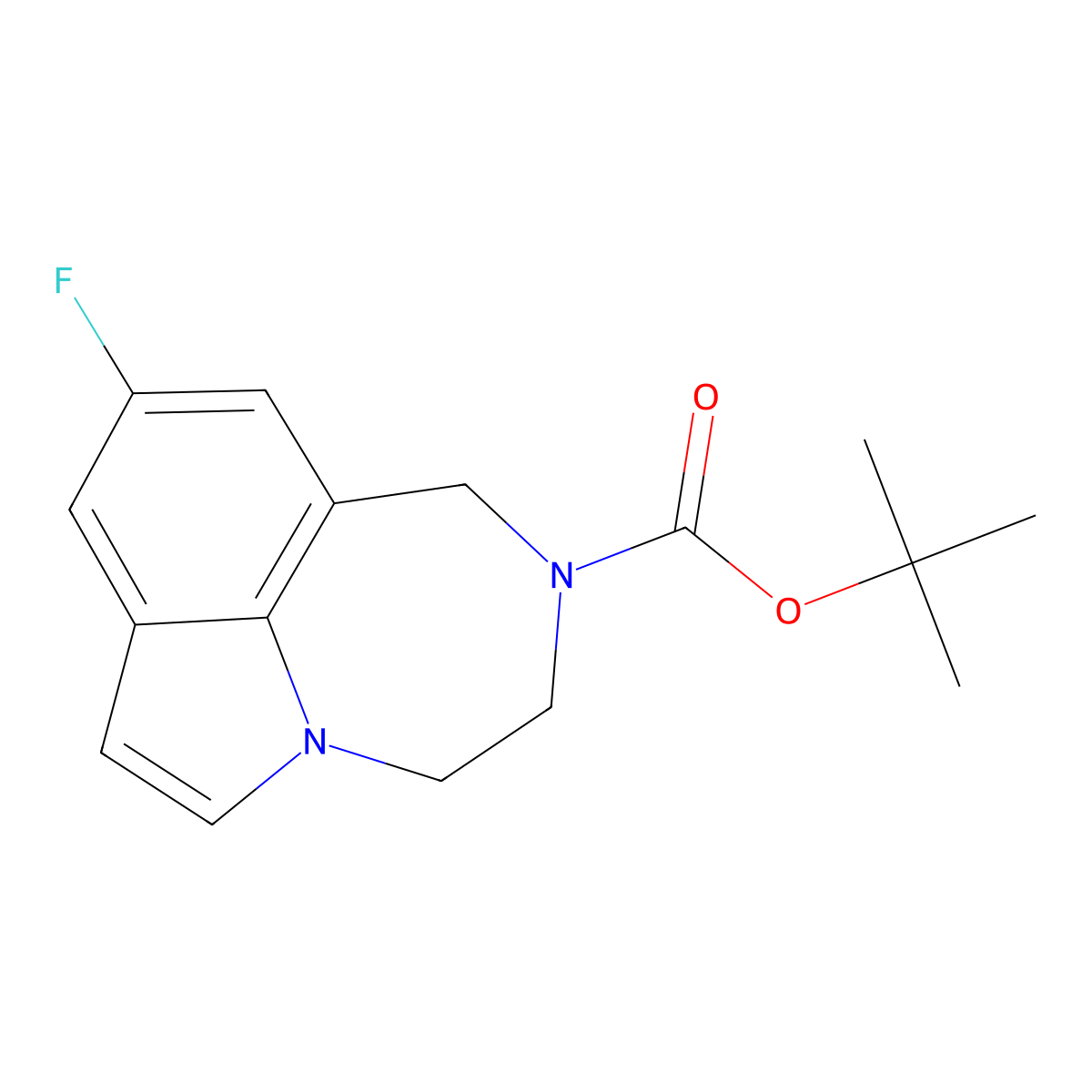 tert-butyl 9-fluoro-3,4-dihydro-[1,4]diazepino[6,7,1-hi]indole-2(1H)-carboxylate molecular structure, CAS 603300-92-1