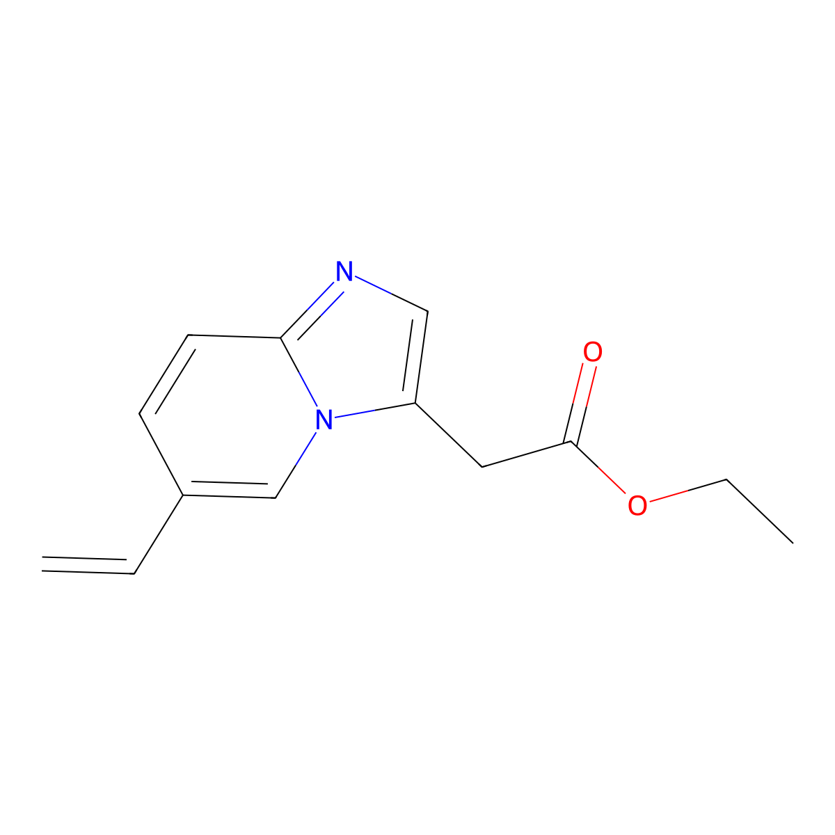 Ethyl 2-(6-vinylimidazo[1,2-a]pyridin-3-yl)acetate molecular structure, CAS 603310-64-1