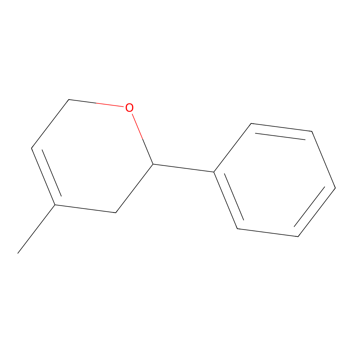 2H-Pyran, 3,6-dihydro-4-methyl-2-phenyl- molecular structure, CAS 60335-71-9